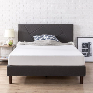 Zinus Judy Upholstered Platform Bed Frame / Mattress Foundation / Wood Slat Support / No Box Spring Needed / Easy Assembly, Queen